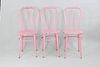 Set of 3 Industrial Painted Pink Medical "Fordham Hospital" Chairs