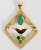 1CT EMERALD AND 18KT YELLOW GOLD PENDANT