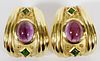 8CT NATURAL AMETHYST AND 18KT YELLOW GOLD EARRINGS