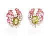 A pair of gem-set foliate earrings