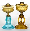 ASSORTED PRESSED GLASS KEROSENE STAND LAMPS, LOT OF TWO