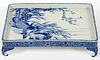CHINESE BLUE ON WHITE PORCELAIN FOOTED LOW TRAY