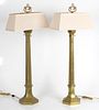 Pair of Brass Gothic Style Altarstick Table Lamps