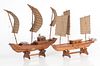 Two Chinese Hardwood Junk Boat Models