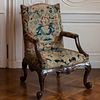 Fine George II Carved Mahogany Needlework Upholstered Library Armchair