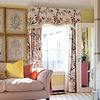 Set of Twelve Floral Linen Curtain Panels and Six Valences