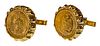 Mexico 1955 5-Peso Gold Coins in 10k Yellow Gold Cufflinks