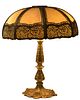 Art Nouveau Style Slag Glass Table Lamp