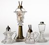 ASSORTED FLUID / WHALE-OIL LAMPS, LOT OF FOUR