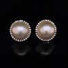 Platinum Diamond Mabe Pearls Retro Earrings