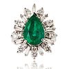 3.48ct Emerald and 1.67ctw Diamond 14K White Gold