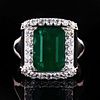 4.24ct Emerald and 0.77ctw Diamond 18K White Gold