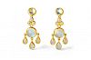 A Pair of Temple St. Clair Moonstone and Diamond Chandelier Earrings