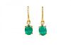 A Pair of Gold, Diamond and Emerald Earrings