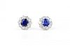 A Pair of Platinum, Diamond and Sapphire Earrings