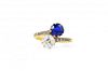 An Antique Gold, Sapphire and Diamond Crossover Ring