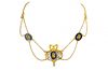 An Antique Gold, Pearl, Diamond and Enamel Necklace