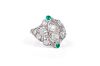 An Art Deco Platinum, Emerald and Diamond Ring