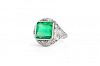 An Art Deco Platinum, Emerald & Diamond Ring