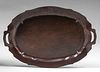 Massive William H. Pohlmann Hammered Copper Two-Handled Serving Tray c1905