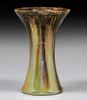 Fulper Pottery Corseted Green & Black Flambe Vase c1910s