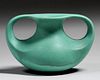 Teco Pottery Matte Green Two-Handled Oval Vase c1910