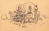 Maynard Dixon Graphite Drawing "Navajo Wagon" 1904