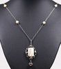 Arts & Crafts Art Nouveau Sterling Silver, Abalone & Pearl Necklace  c1910