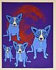 George Rodrigue - Blue Dog Red Moon 1991, Serigraph Signed & numbered