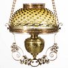 VICTORIAN HOBNAIL / DEW DROP KEROSENE HANGING LAMP