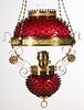 CHARLES PARKER ATTRIBUTED HOBNAIL / DEWDROP KEROSENE HANGING LAMP