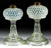 COIN DOT / WINDOWS - LEAF AND JEWEL BASE KEROSENE STAND LAMPS, LOT OF TWO