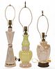 ALADDIN ALACITE GLASS ELECTRIC TABLE LAMPS, LOT OF THREE