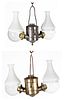THE ANGLE LAMP CO. DOUBLE-ARM  "PLAIN CAN" ANGLE HANGING LAMPS, LOT OF TWO