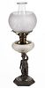E. MILLER NO. 149 / MAN WITH SWORD FIGURAL STEM KEROSENE STAND LAMP