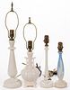 ALADDIN ALACITED GLASS ELECTRIC TABLE LAMPS, LOT OF FOUR