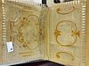C 1900 LOT 2 ETCHED GLASS PANELS W/AMBER HIGHLIGHTS 15-1/4" X 19-1/4", 11-1/2" X 19-1/2"