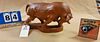 CARVED WOODEN BULL 7-1/2"H X 12"L
