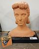 POTTERY BUST OF A WOMAN SGND ANTON SALIMNE 1960 14-1/2"H X 12"W