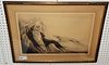 FRAMED ETCHING "COURSING" 1929 PENCIL SGND. LOUIS ICART A1370 W/ SEAL 16 1/4" X 26" W/ FRAME