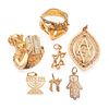 Collection of 14k and Vermeil Judaica Pendants and Charms