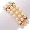 Cultured Pearl, Diamond, 14k Yellow Gold Bracelet