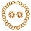 Gold-Tone Necklace and Pair of Ear Clips, Chanel