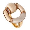 Gucci Milano Horsebit Ring In 18K Gold With Diamonds & Jasper