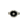 Deco style Platinum Ring with Onyx and Diamonds