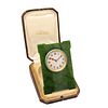 Tiffany & Co. Art Deco 8 Days Jade And Green Enamel Easel Back Desk Clock