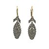 Victorian 14k Gold and Platinum Drop Earrings with Diamonds