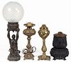 ASSORTED CAST-METAL LAMPS, LOT OF FOUR