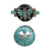 NO RESERVE - Zuni  Multi-Stone Inlay  Silver Butterfly and Zuni Inlay Turquoise Pins  1940-50s 