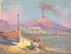 Naples Scene, Erupting  Mount Vesuvius with Sun Bathers